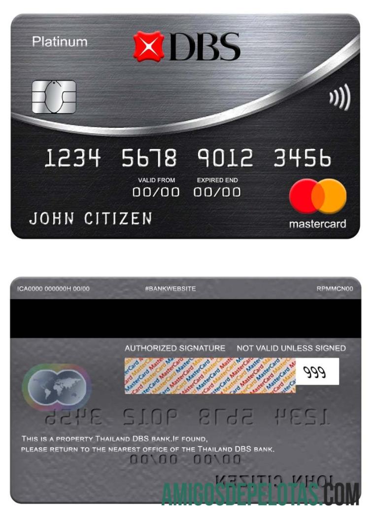 Tailândia DBS Bank Mastercard Platinum amostra